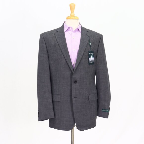Ralph Lauren 42L Gray Blazer Sport Coat Jacket 2-Button Solid T465